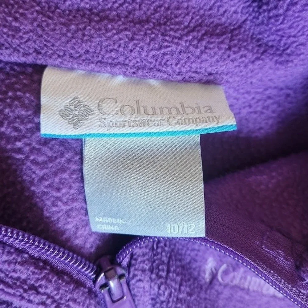Columbia Girls Purple Full Zip Fleece Jacket Mock Neck WG6376 Size 10/12 517